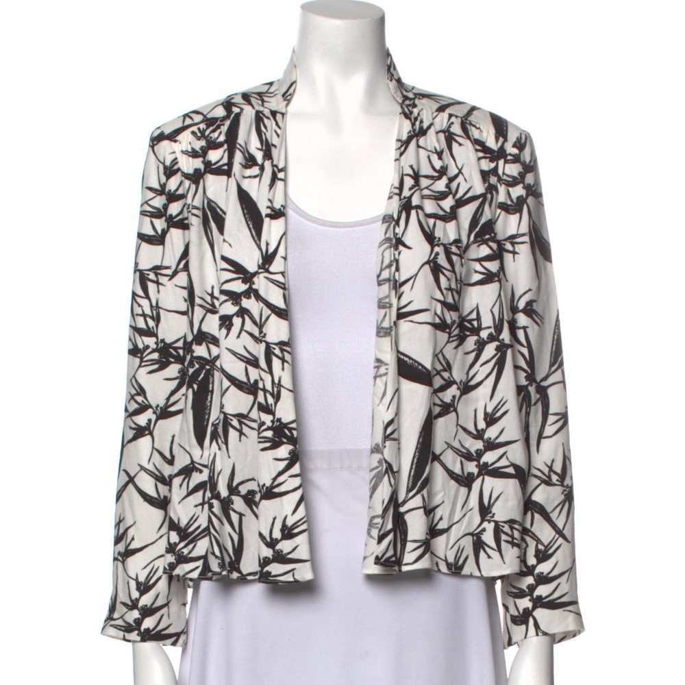 Alice & Olivia drapey front jacket with black and white abstract design small pr